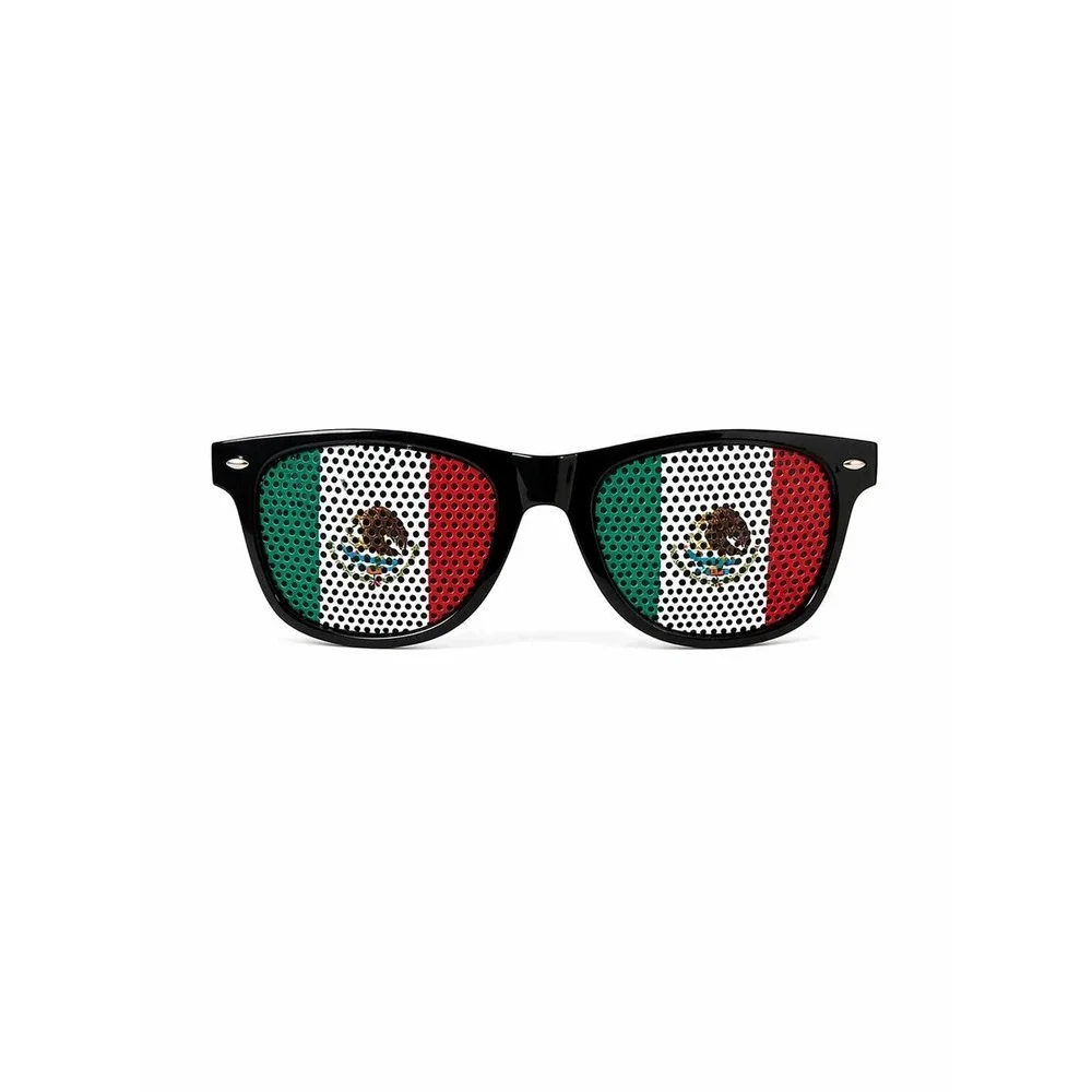Mexico Flag Sunglasses Unisex One‎ Size Black New Perforated Lens Novelty Shades